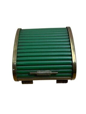 Vtg 1930s Park Sherman Art Deco Green Bakelite Brass Cigarette Holder Roll Top